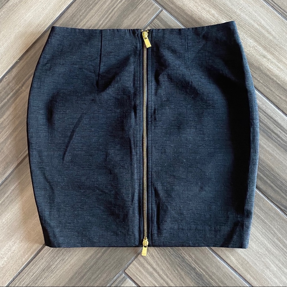 Michael Kors Textured Front ZIP “A” Line Skirt